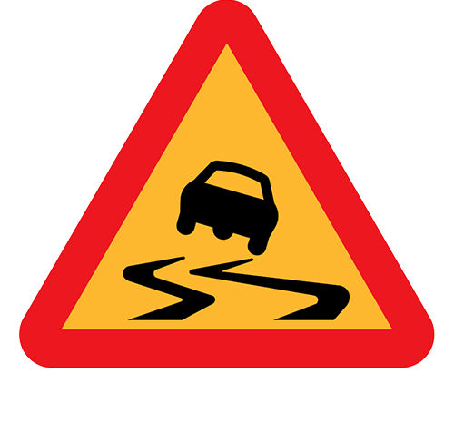 Road sign - slippery roads